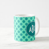 Mug Point vert Monogramme turquoise (Devant droit)