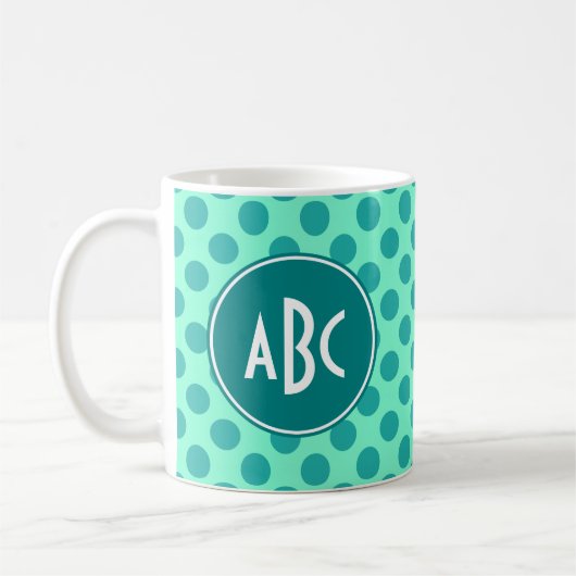 Mug Point vert Monogramme turquoise (Gauche)