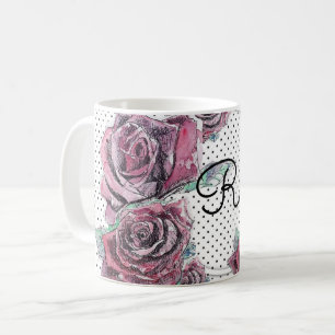 Mug Pointe d'aquarelle rose rouge pour femmes Musique
