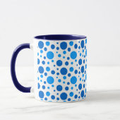 Mug Pointe de Polka rétro et cercles Motif dans Blues (Gauche)