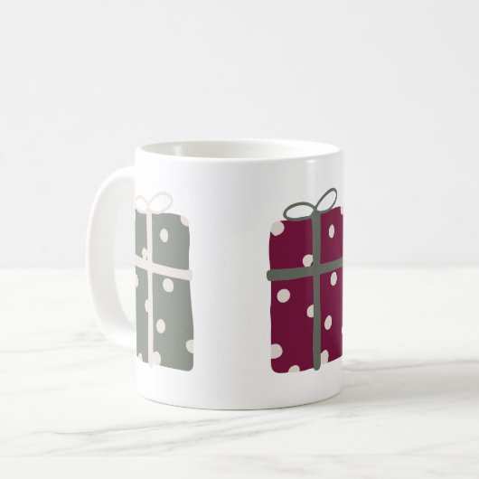 Mug Pointe Polka de Noël moderne Boho présent (Devant gauche)