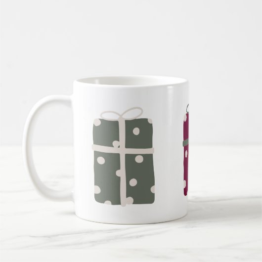 Mug Pointe Polka de Noël moderne Boho présent (Gauche)