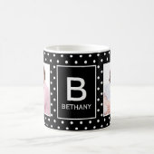 Mug Pointe Polka noir et blanc Monogramme photo person (Centre)