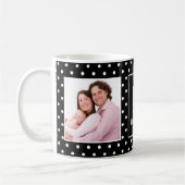 Mug Pointe Polka noir et blanc Monogramme photo person (Gauche)