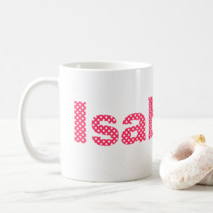 Mug Pointe Polka rose et blanc personnalisée