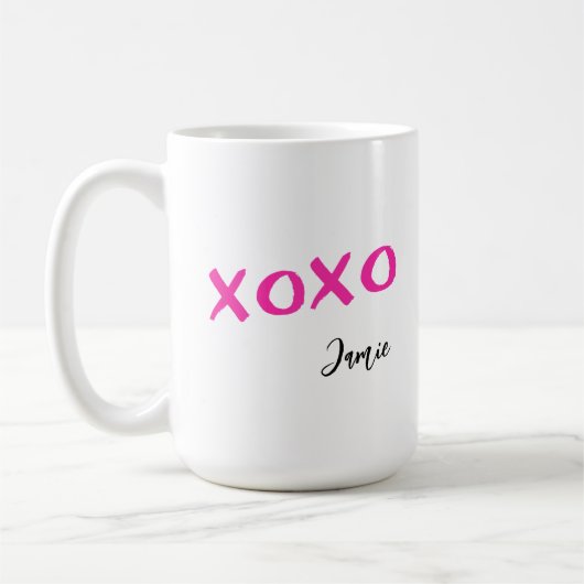Mug Pointe Xoxo rose personnalisez le nom (Gauche)