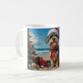 Mug Pointeur à poils durs Griffon Dog Christmas Beach (Devant gauche)