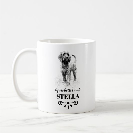 Mug Pointeur à poils durs Griffon Nom personnalisé du (Gauche)