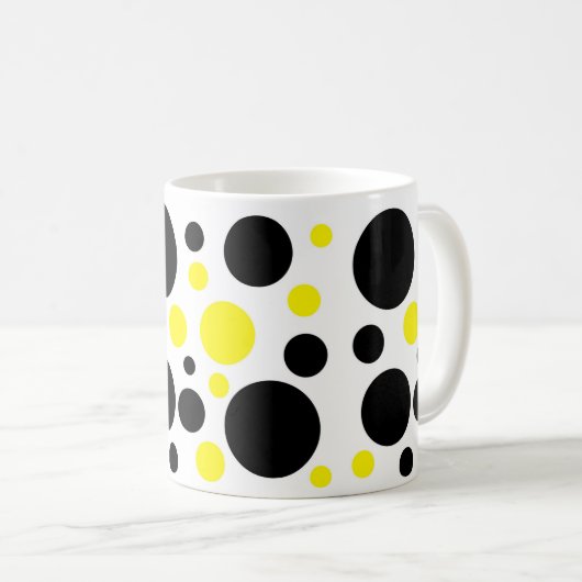 Mug Points Abstraits Jaune Noir (Devant droit)