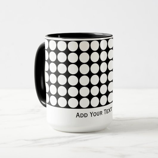 Mug Points Blancs Minimaux sur Fond Noir Uni (Devant gauche)