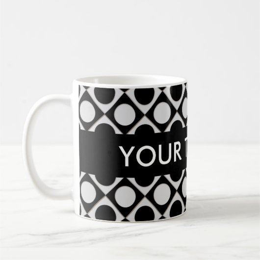 Mug Points & Carrés / noir blanc + vos idées (Gauche)