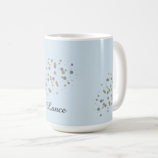 Mug Points Confetti Bleus Avec Nom (Devant droit)