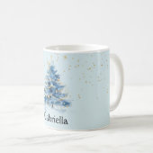 Mug Points Confetti en Or Bleu Nom de l'arbre de Noël (Devant droit)
