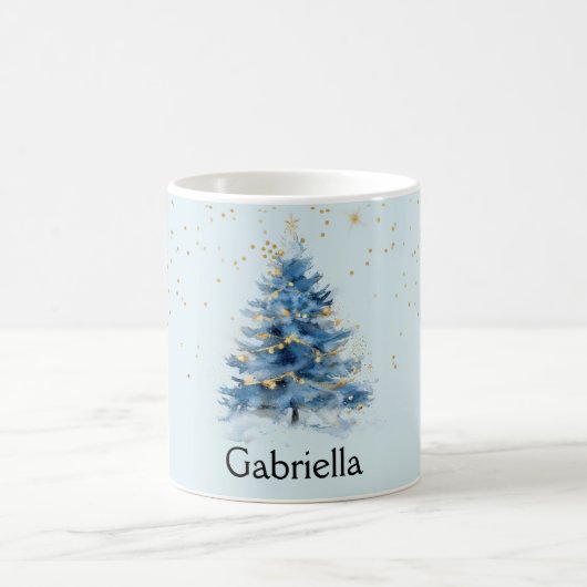 Mug Points Confetti en Or Bleu Nom de l'arbre de Noël (Centre)