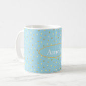Mug Points Confetti en Or Bleu Pastel (Devant gauche)