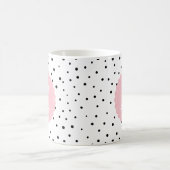 Mug Points Confetti noirs et blancs Monogramme rose pâ (Centre)