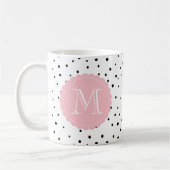 Mug Points Confetti noirs et blancs Monogramme rose pâ (Gauche)