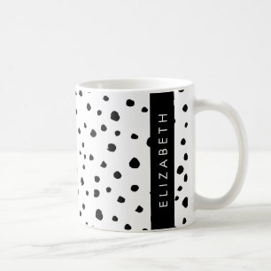 Mug Points dalmatiens, Spots, Noir et Blanc, Votre nom