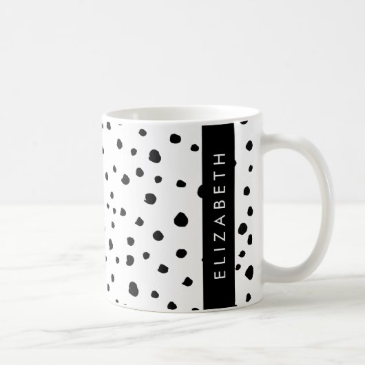 Mug Points dalmatiens, Spots, Noir et Blanc, Votre nom (Droite)