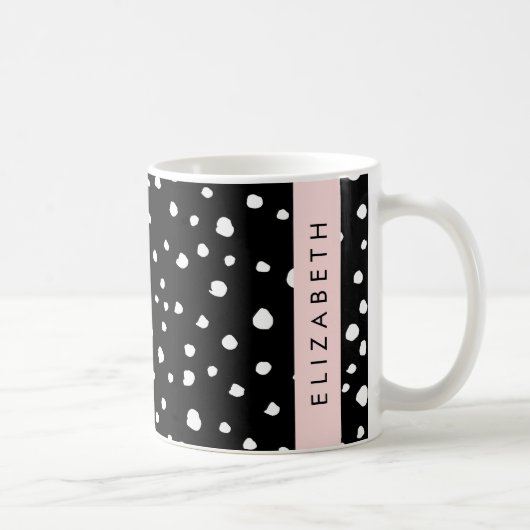 Mug Points dalmatiens, Spots, Noir et Blanc, Votre nom (Droite)