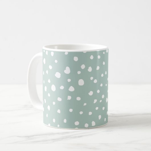 Mug Points Dalmatiens verts, Spots, Votre Nom (Devant gauche)