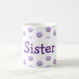 Mug Points d'aquarelle pourpre soeur avec texte