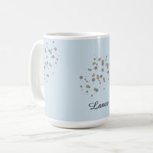 Mug Points de confettis bleus avec nom (Devant gauche)