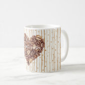 Mug Points de crème rayures premier café grains de cœu (Devant droit)