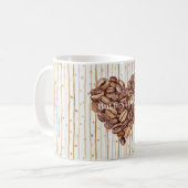 Mug Points de crème rayures premier café grains de cœu (Devant gauche)