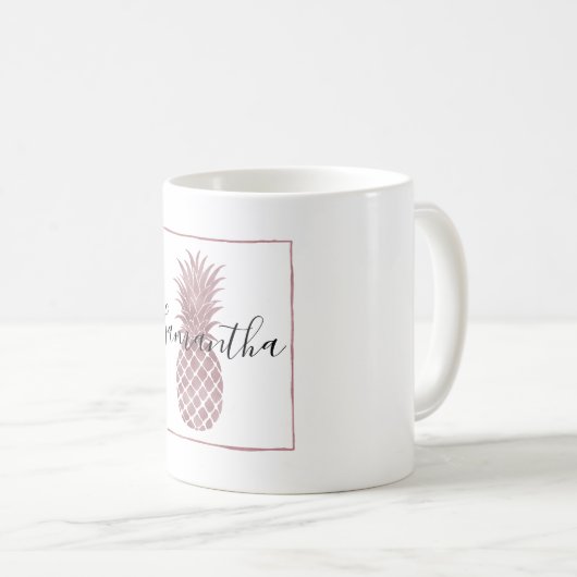 Mug Points d'or rose Ananas (Devant droit)