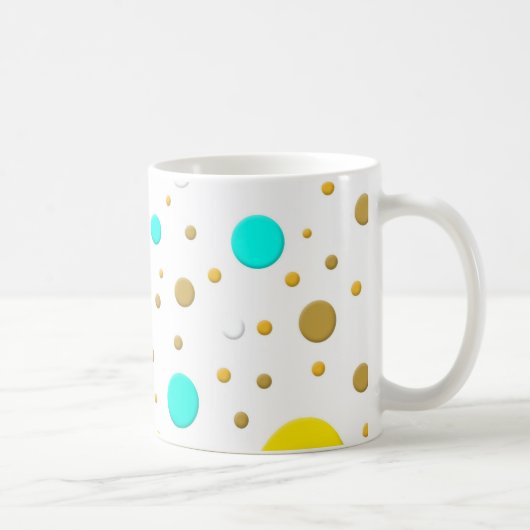 Mug Points jaunes sarcelle or aléatoires (Droite)