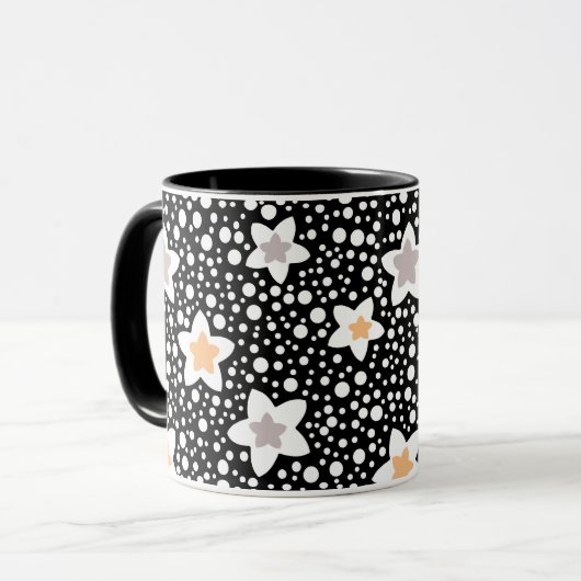 Mug Points noirs et blancs rétro avec des étoiles (Devant gauche)
