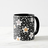 Mug Points noirs et blancs rétro avec des étoiles (Devant droit)