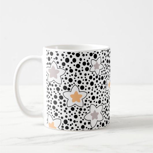 Mug Points noirs et blancs rétro avec des étoiles (Gauche)
