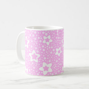 Mug Points noirs rétro rose vif avec motif floral