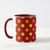 Mug Points oranges et jaunes sur fond rouge (Gauche)