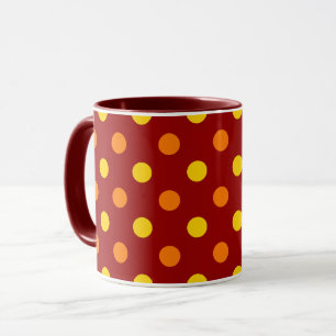 Mug Points oranges et jaunes sur fond rouge