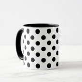 Mug Points Polka des Années 50 Noir sur Blanc (Devant gauche)