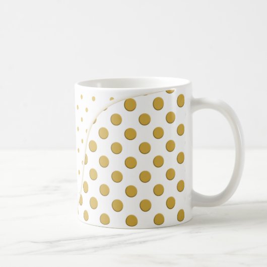 Mug Points polka en or et blanc (Droite)