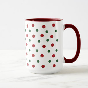 Mug Points rétro de Noël Motif Rouge Vert