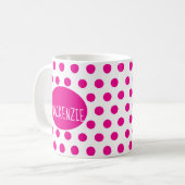 Mug Points roses sur fond blanc Texte élégant (Devant gauche)