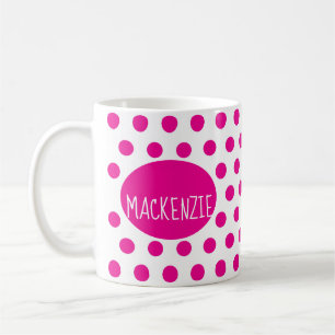 Mug Points roses sur fond blanc Texte élégant