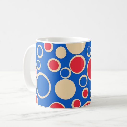 Mug Points Rouge Et Bleu Sur Bleu (Devant gauche)