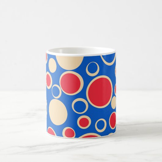Mug Points Rouge Et Bleu Sur Bleu (Centre)