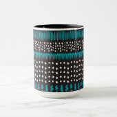 Mug Points Turquoises noirs Zigzags Motif (Centre)