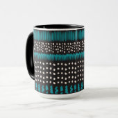 Mug Points Turquoises noirs Zigzags Motif (Devant gauche)