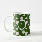 Mug Points verts feuillus rose initial (Gauche)