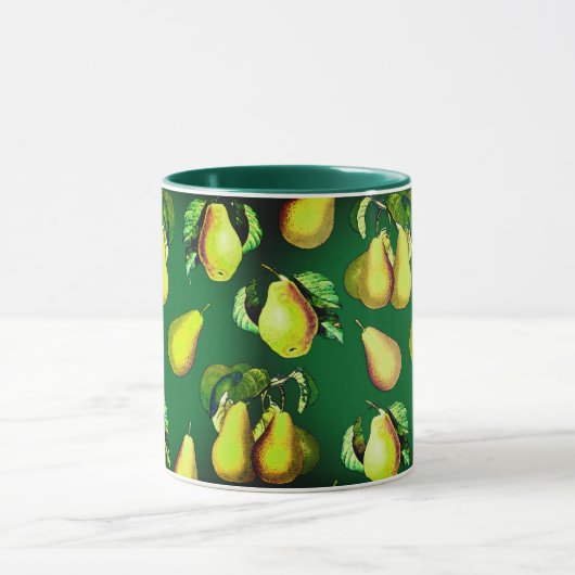 Mug Poire éparpillée Imprimer sur vert émeraude (Centre)