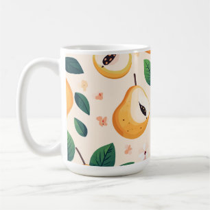 Mug Poires jaunes douces et motif de fruits à feuilles