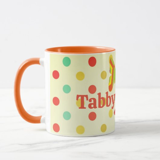 Mug Pois à rayures de Boho 70's papillon orange (Gauche)